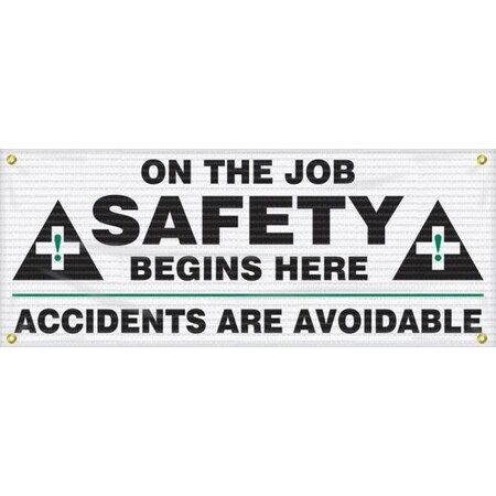 Accuform MESH BANNERS ON THE JOB SAFETY BEGINS MBM303 MBM303